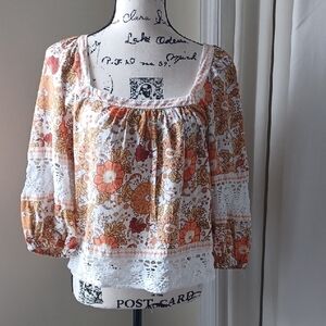 Rachel Zoe Boho Embroidered Accent  Style Top